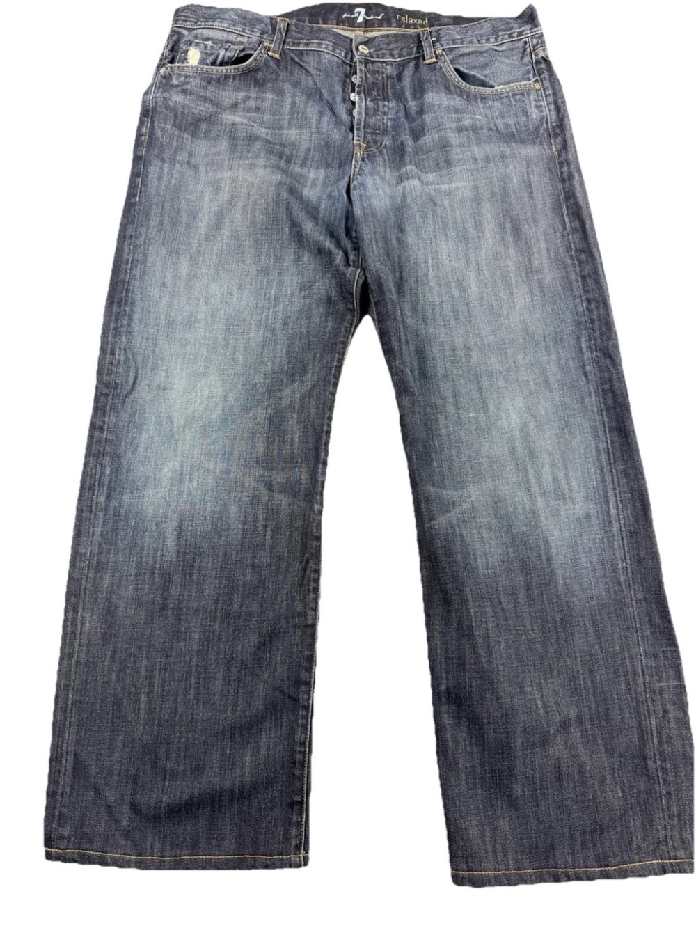7 for All Mankind Relaxed Fit Button Fly Wide Leg Jeans Pants Mens 40x30 USA